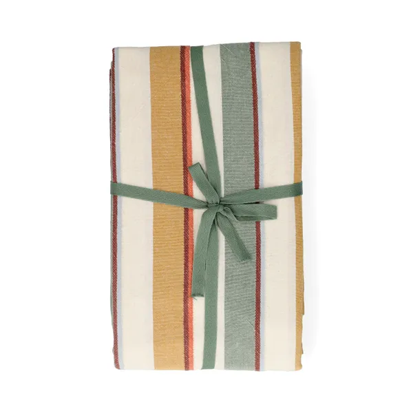 Tischdecke, GOTS-Bio-Baumwolle, sommerlich gestreift, 145 x 250