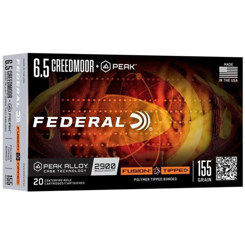FEDERAL AMMO 6.5 Creedmoor +Peak 155Gr 20rd Fusion Tipped