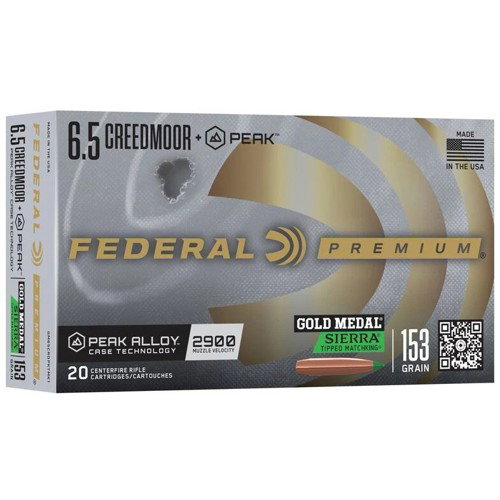 FEDERAL AMMO 6.5 Creedmoor +Peak 153Gr 20rd Sierra Tipped Match