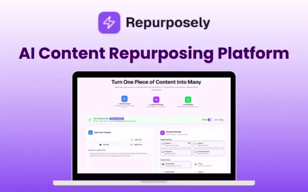 Repurposely – AI Content Repurposing Platform | Lifetime Access