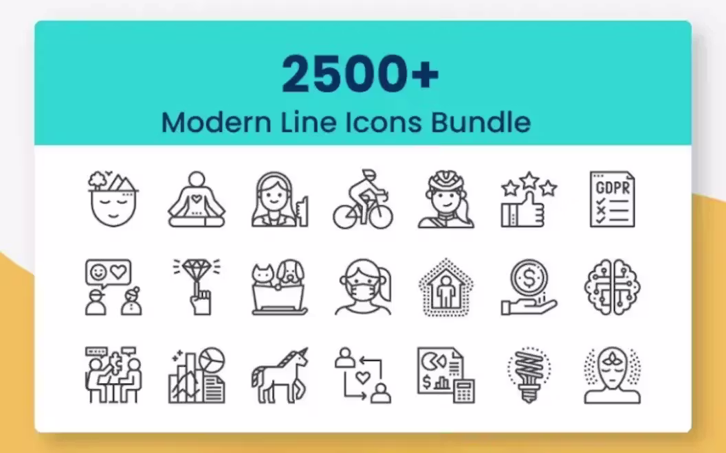 2500+ Modern Line Icons Bundle | Extended License
