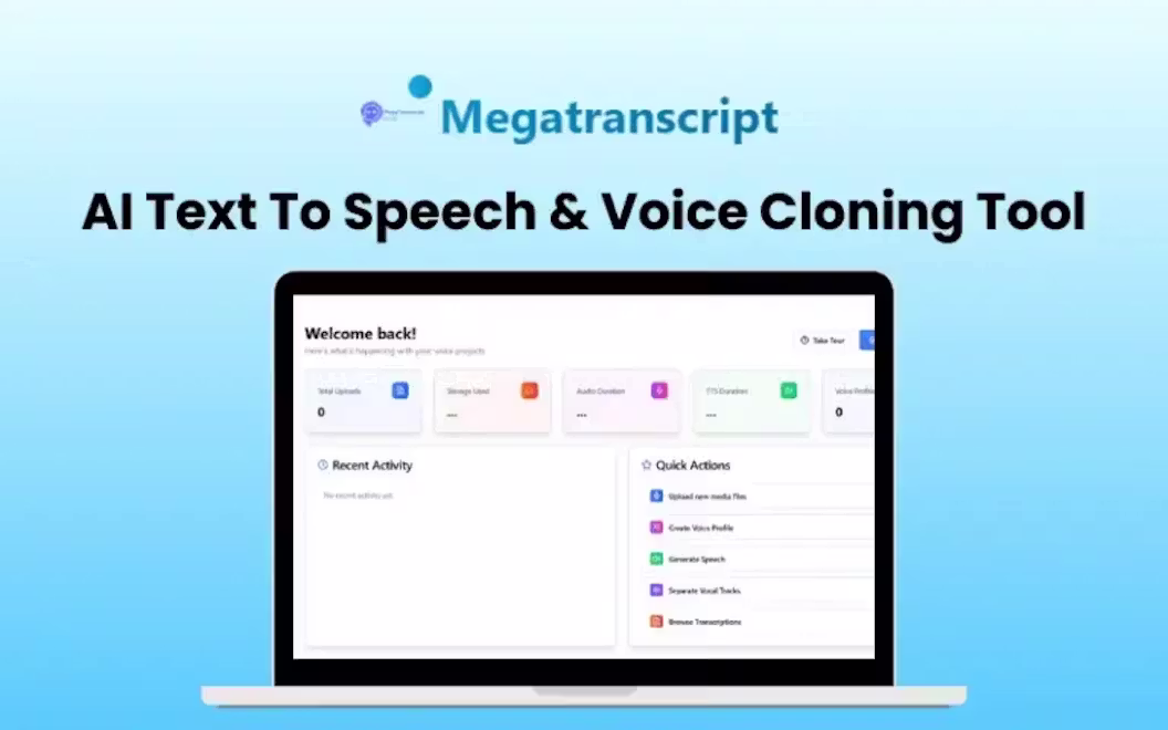 Megatranscript – AI Text To Speech & Voice Cloning Tool | Lifetime Access