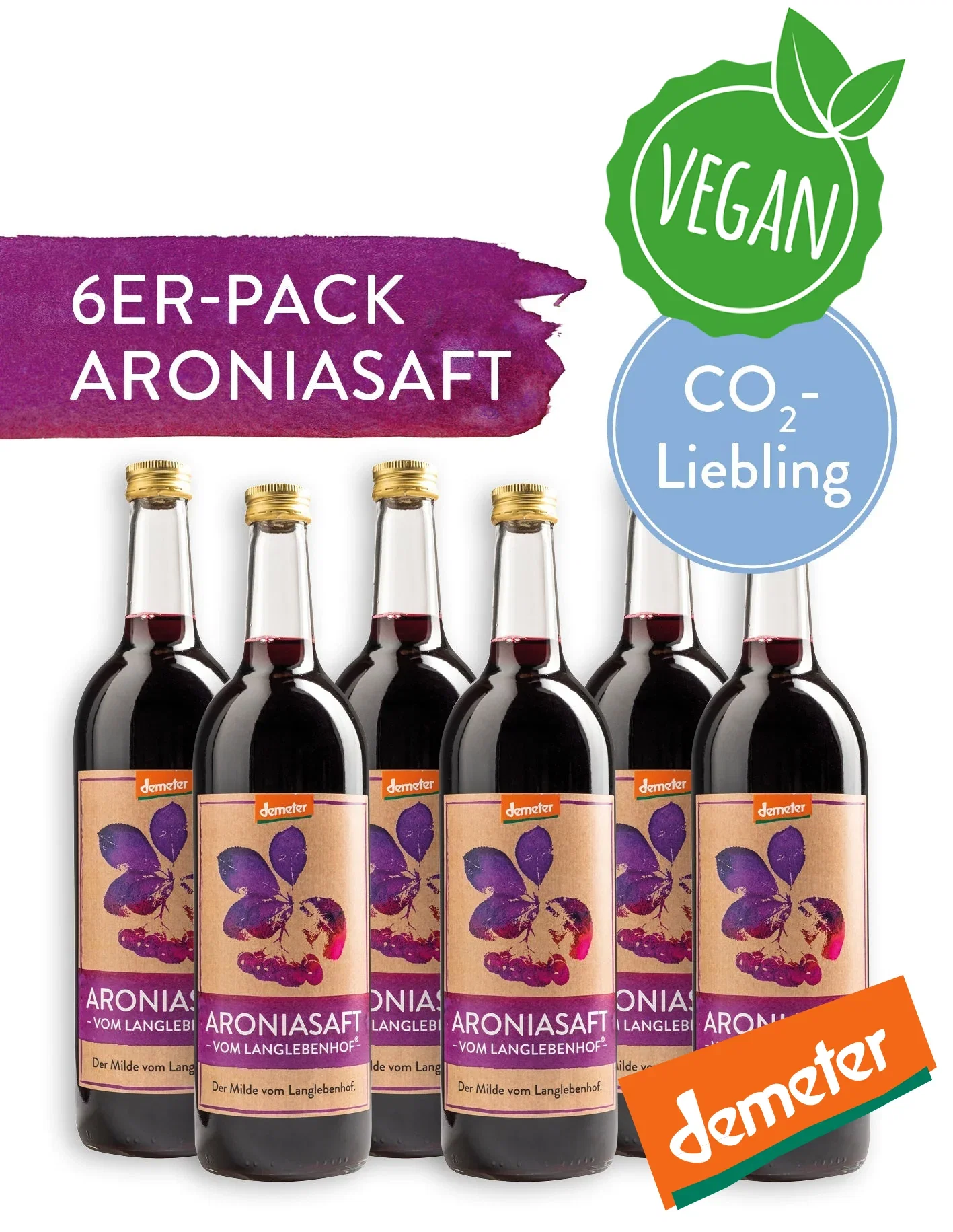 Image of ❤️🎁 Demeter Bio Aroniasaft 6x750ml, DER MILDE vom Langlebenhof, Direktsaft