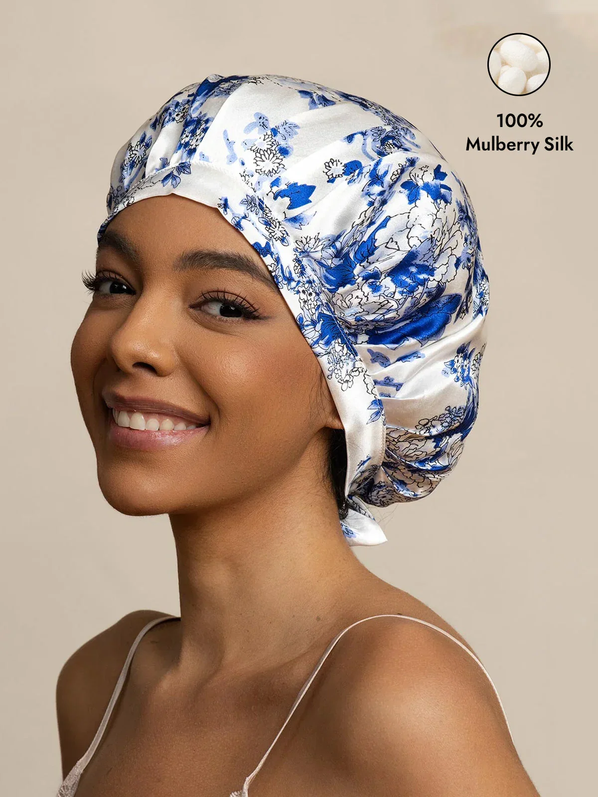 100% Mulberry Silk Sleep Bonnet with Ribbons