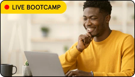 Person watching live bootcamp in a laptop
