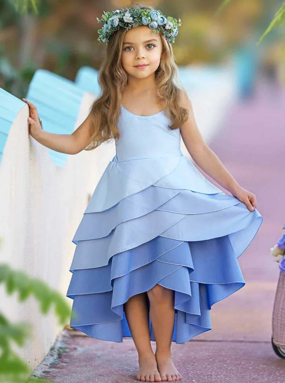 Image of Pretty Petal Hues of Blues Tiered Dress