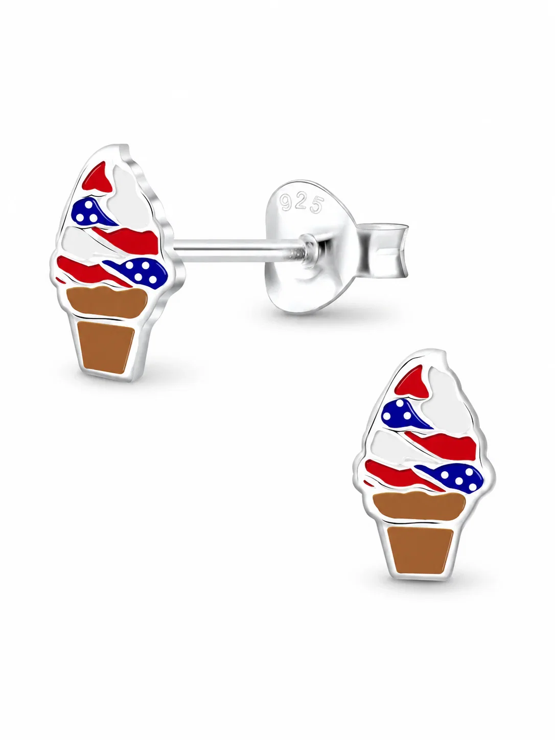 Image of Sterling Silver USA Ice Cream Stud Earrings
