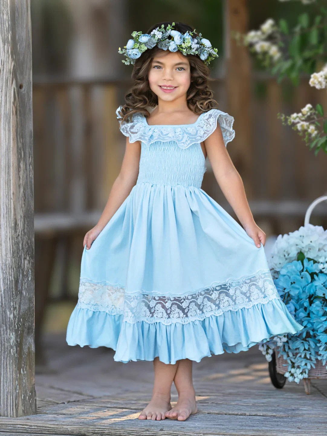 Image of Baby Blue Spring Chic Lace Maxi Dress