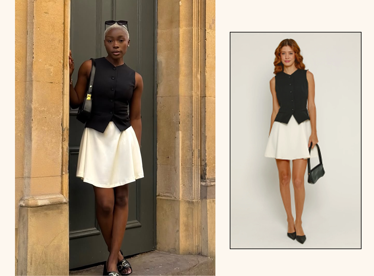 Black & White Waistcoat Mini Dress