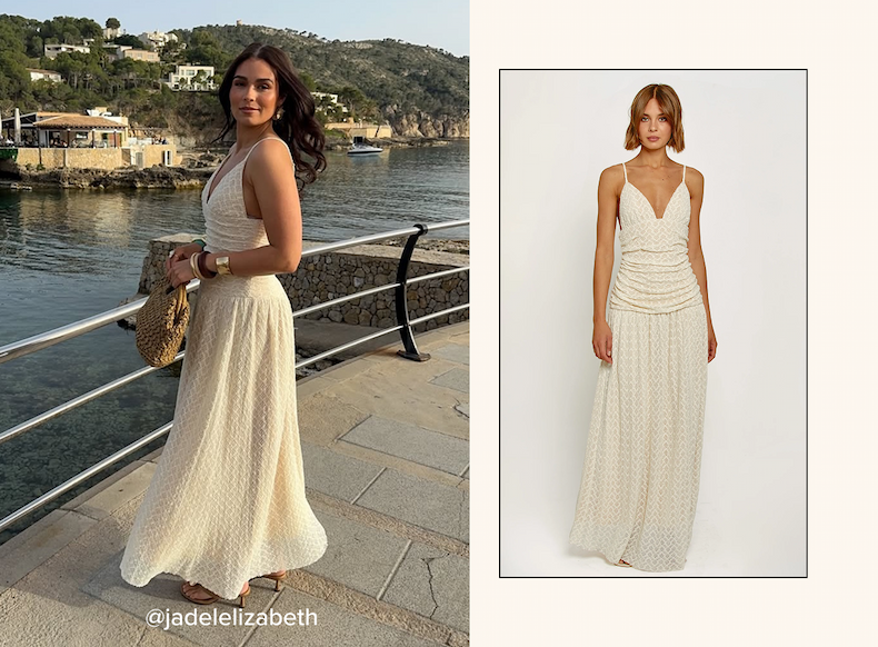 Cream Knit Drop Waist Maxi Dress