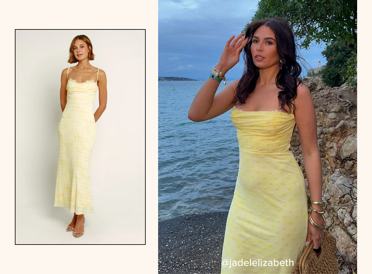 Butter Yellow Polka Dot Mesh Devore Maxi Dress
