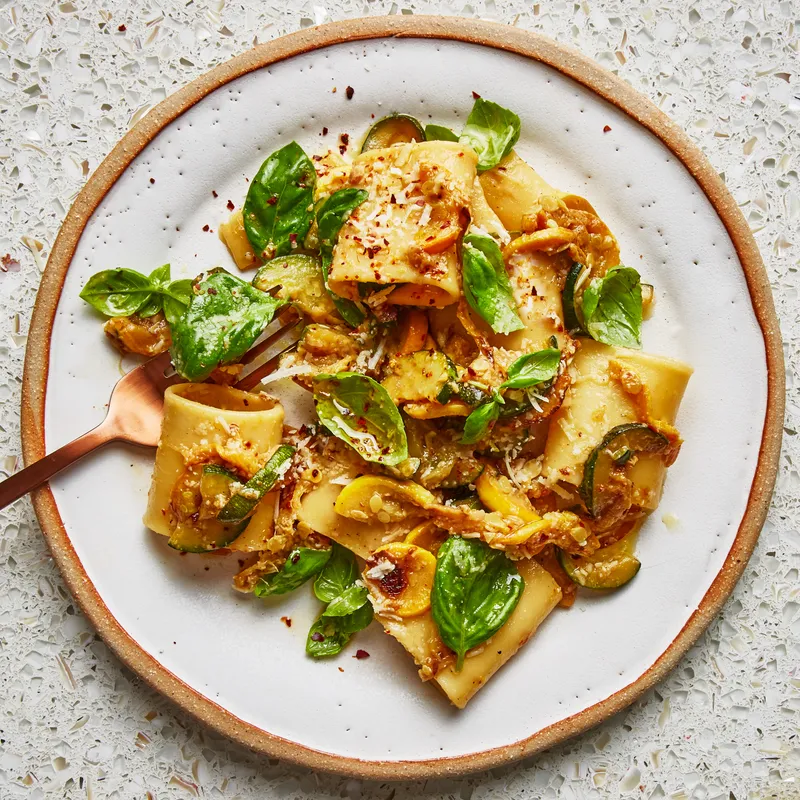 Image may contain: Dish, Food, Meal, Plant, and Pasta