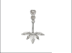 CZ Silvertone Titanium Multi-Gem Belly Ring - 14 Gauge