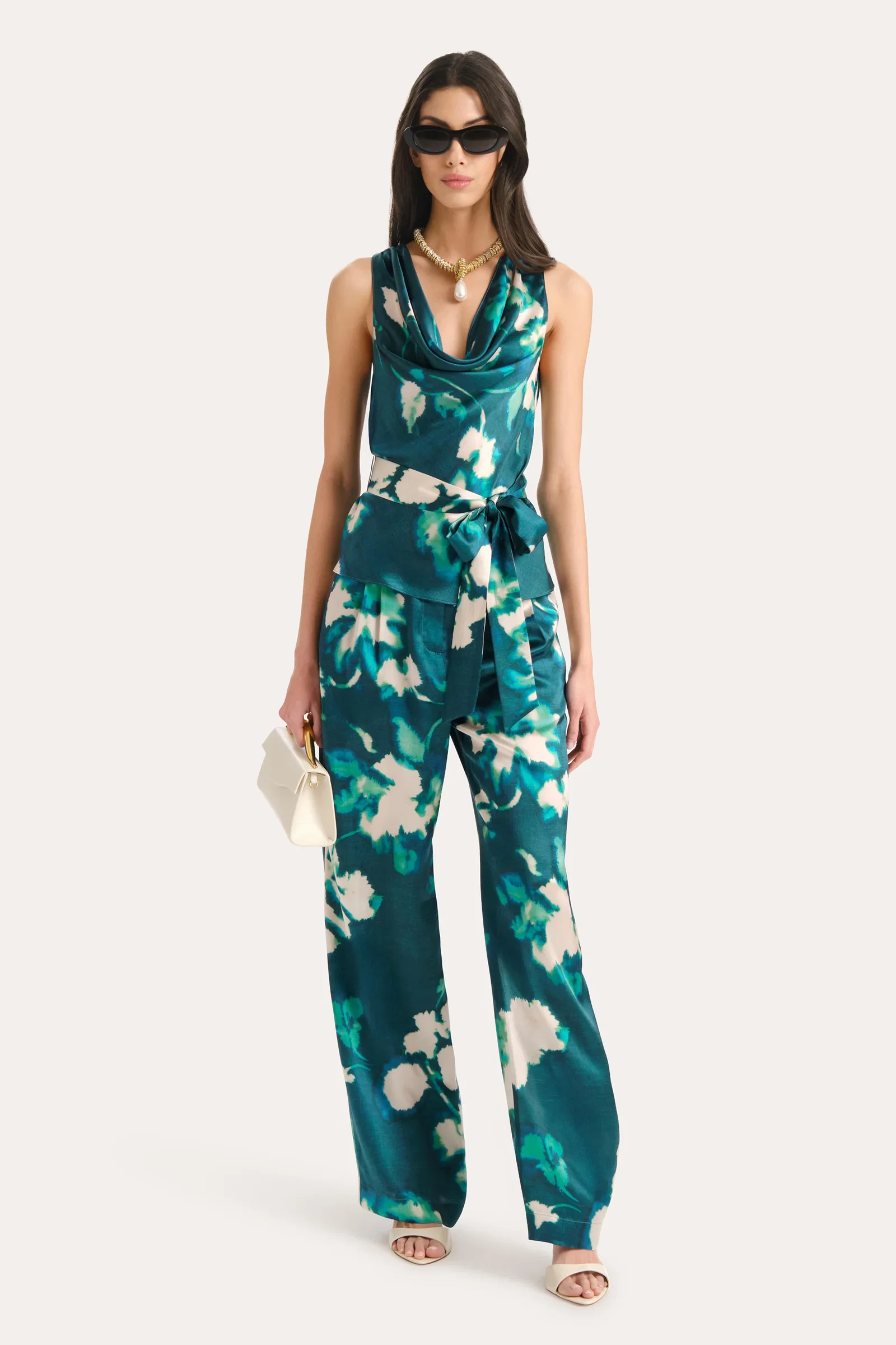 Image of Delilah Floral Silk Halterneck Top