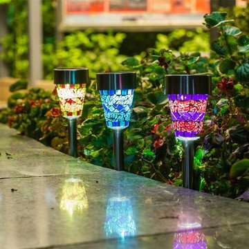 6-Pack Mosaic Stainless Steel Solar Lights