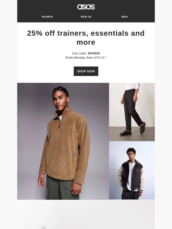 25% off trainers, essentials and more