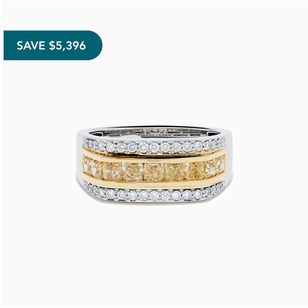 Men's 14K Two Tone Channel Set Yellow and White Diamond Ring
