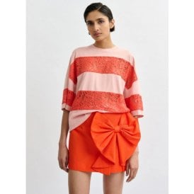 Essentiel Antwerp Jemix Striped T-Shirt Orange/Vintage Pink 