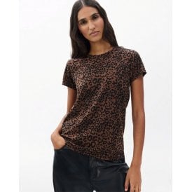Rag & Bone Leopard Print Cotton Tee Brown Multi