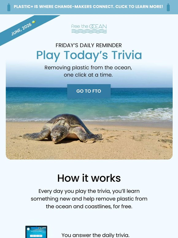 Play Friday's Trivia + Remove Plastic from the Ocean