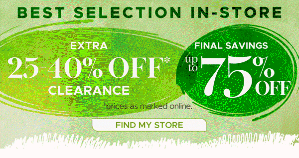 Extra 25%-40% Off Clearance In-Store