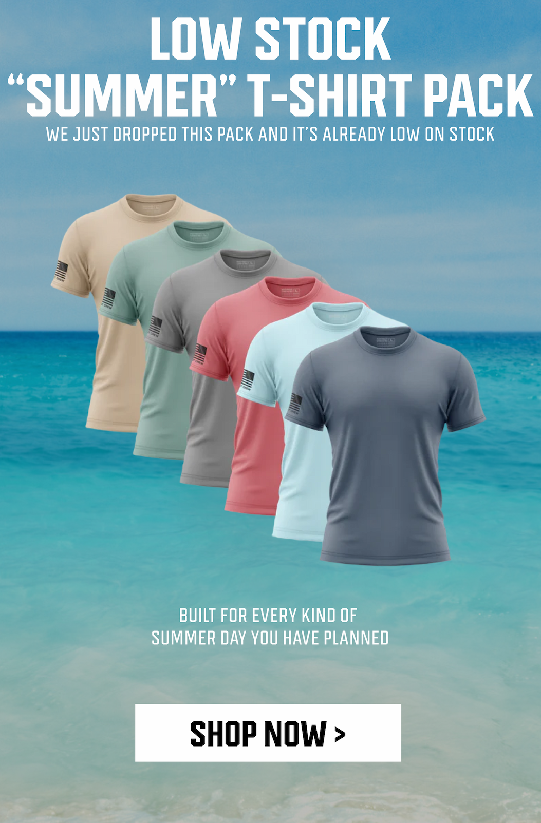 LOW STOCK - "SUMMER" T-SHIRT PACK - WE JUST SROPPED THIS PACK AND IT'S ALREADY LOW STOCK - BUILT FOR EVERY KIND OF SUMMER YOU HAVE PLANNED. SHOP NOW?