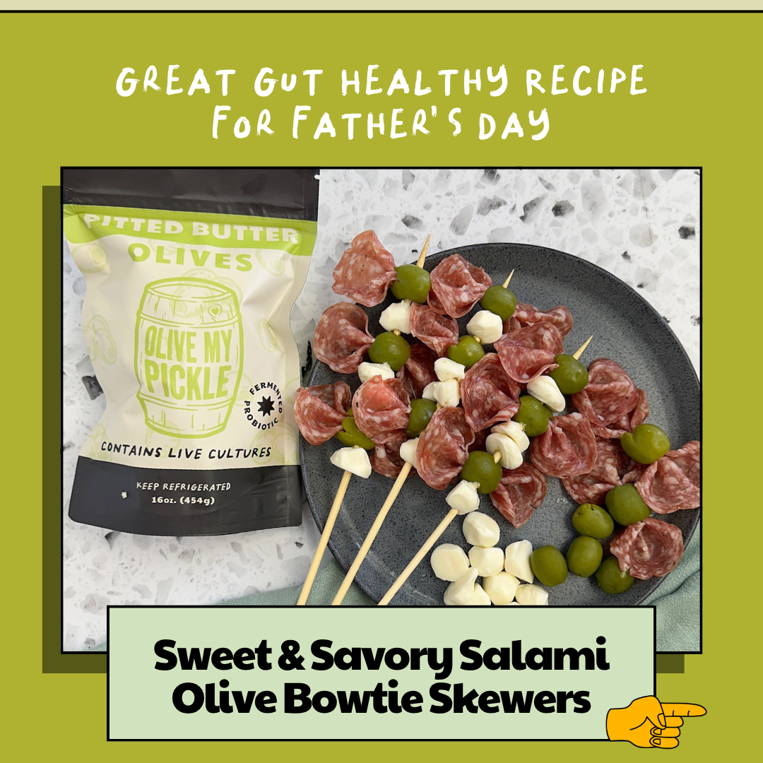 Sweet and Savory Salami Olive Bowtie Skewers