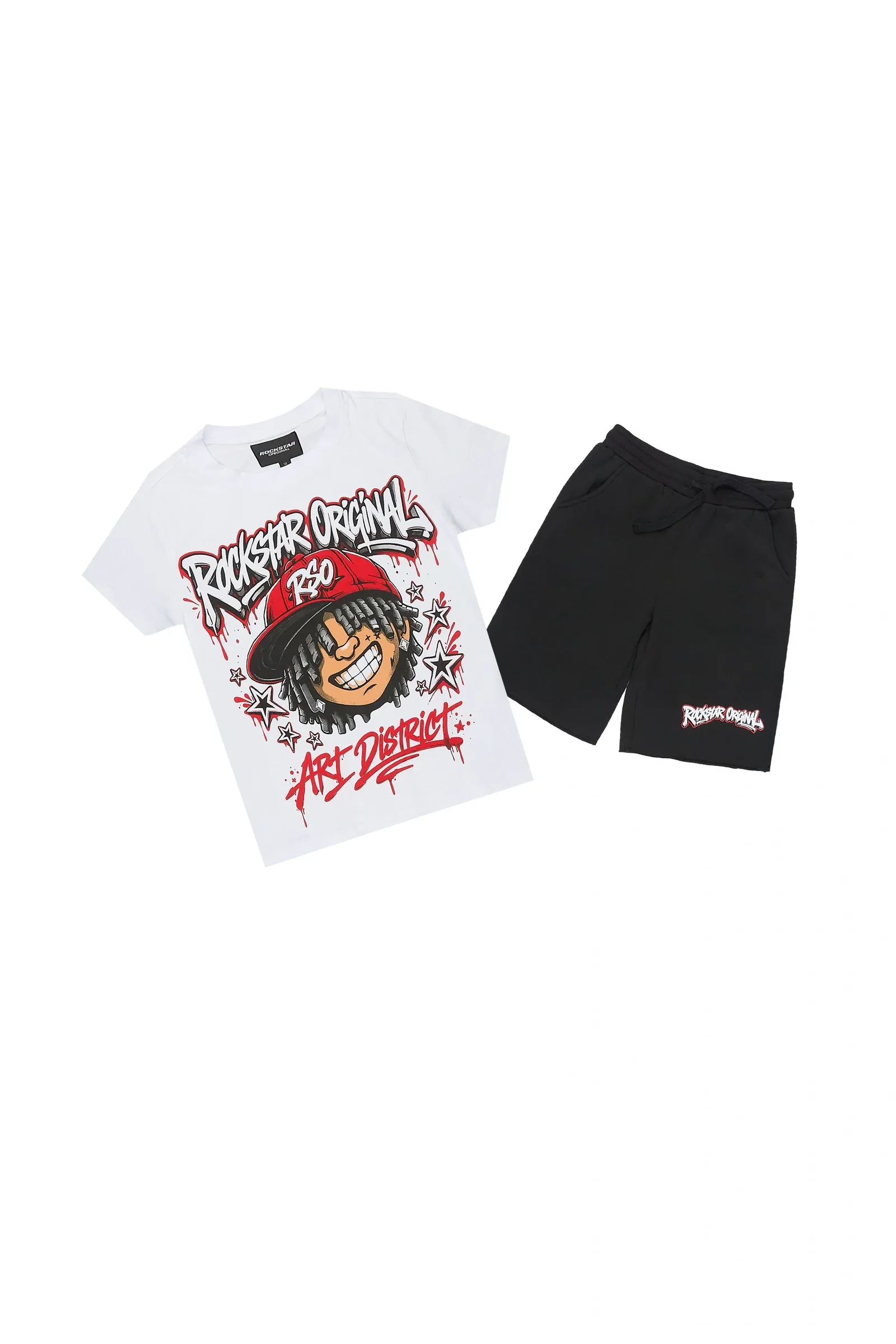 Image of Boys Blade White/Black T-Shirt Short Set