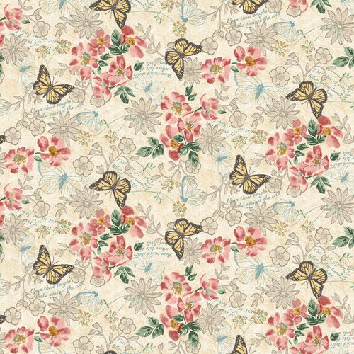 Image of Butterfly Sonata Cornsilk Cream Fabric