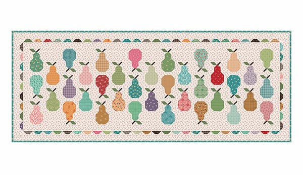 A table runner with dozens of colorful pear blocks >>