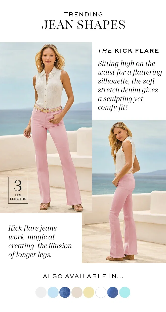 Soft Pink Kick Flare Jeans