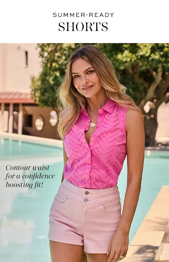 Soft Pink Contour Waist Denim Shorts