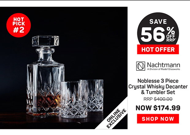 Nachtmann Noblesse 3 Piece Crystal Whisky Decanter & Tumbler Set