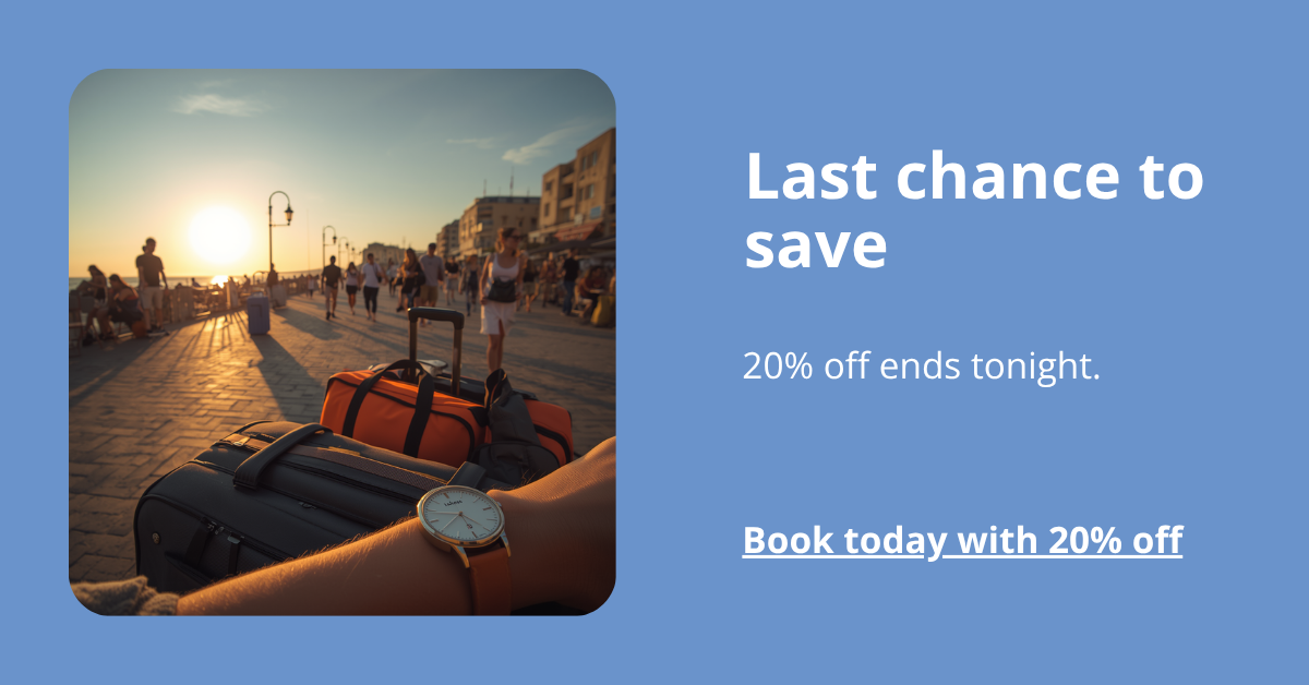 image of suitcase and text encouraging the user to check their price