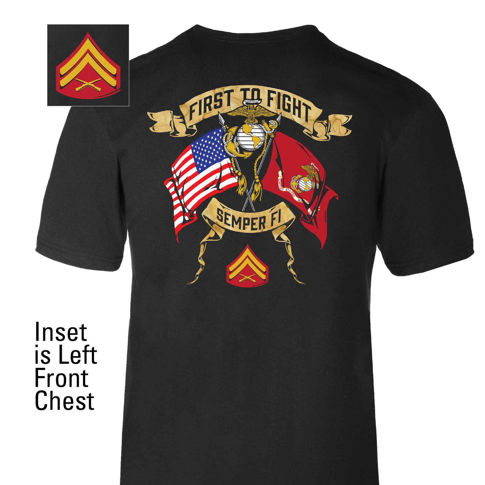 Image of Choose Your Rank USMC And USA Crossed Flags T-shirt