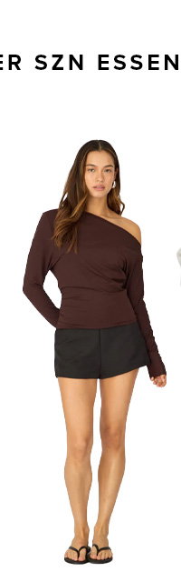 Brown One Shoulder Top Long Sleeve