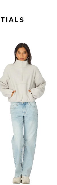 Grey Oversized Fit Long Sleeve Fleece Sweater