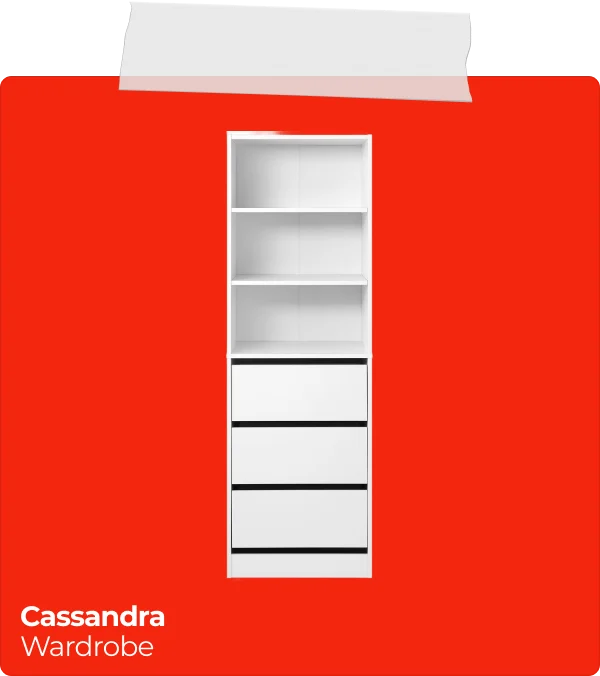 Cassandra 3 Drawer & Shelf Wardrobe