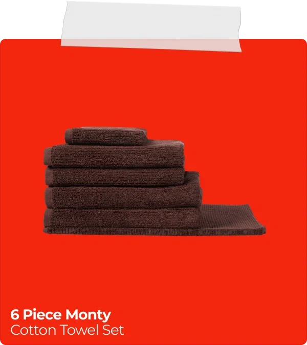 6 Piece Monty Cotton Bathroom Towel Set