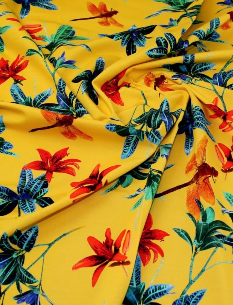 John Louden Cotton Jersey Stretch Knit Fabric Yellow