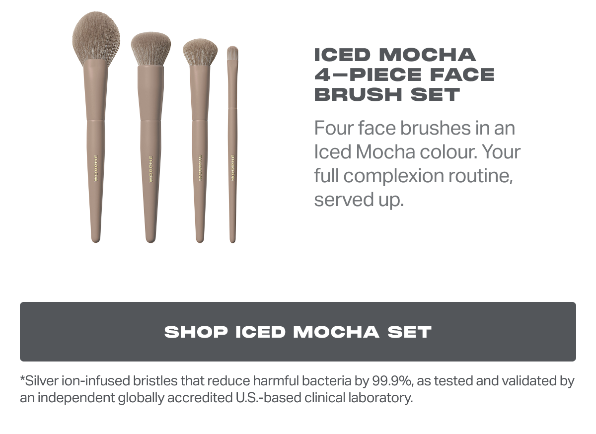 Iced Mocha 4-Piece Face Brush Set Four face brushes in an Iced Mocha color. Your full complexion routine, served up.