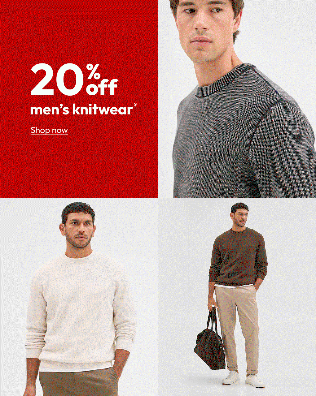 20% off men's knitwear*