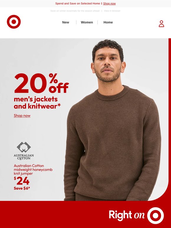 Shop 20% off Mens’ Jackets & Knitwear