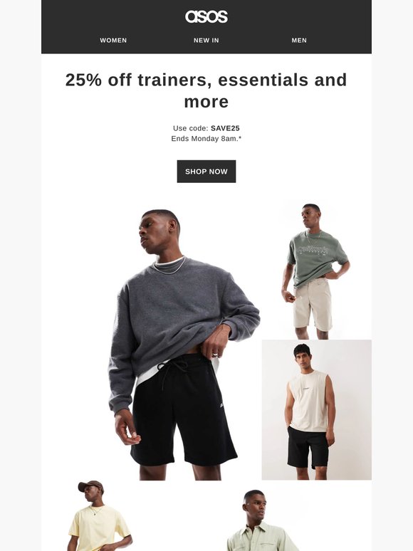 25% off trainers, essentials and more