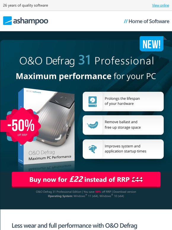 O&O Defrag 31 Professional Edition⁠ - The New Dimension of Disk Optimization!