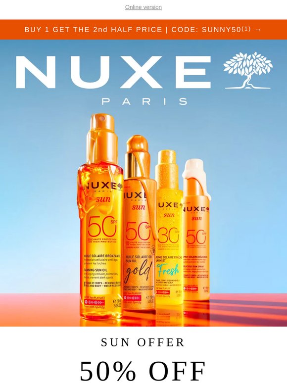 50% OFF 2nd NUXE Suncare ☀️