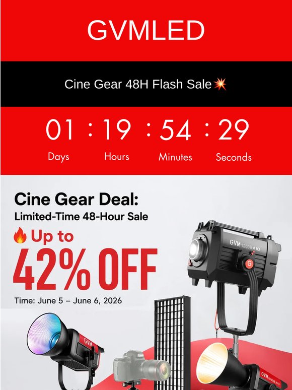GVM Cine Gear 48H Flash Sale — 🔥Up to 42% OFF