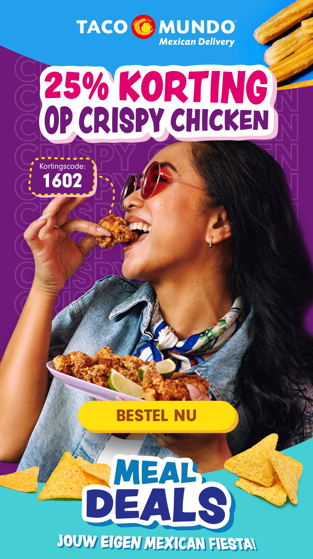 Krijg nu 25% korting op Crispy Chicken! Gebruik de code: 1602