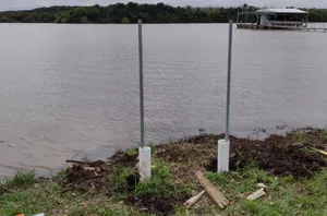 A couple sticks PVC pipes by the lake to create an incredible space