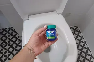 She spreads a small amount of VapoRub inside the rim of her toilet for this quick trick